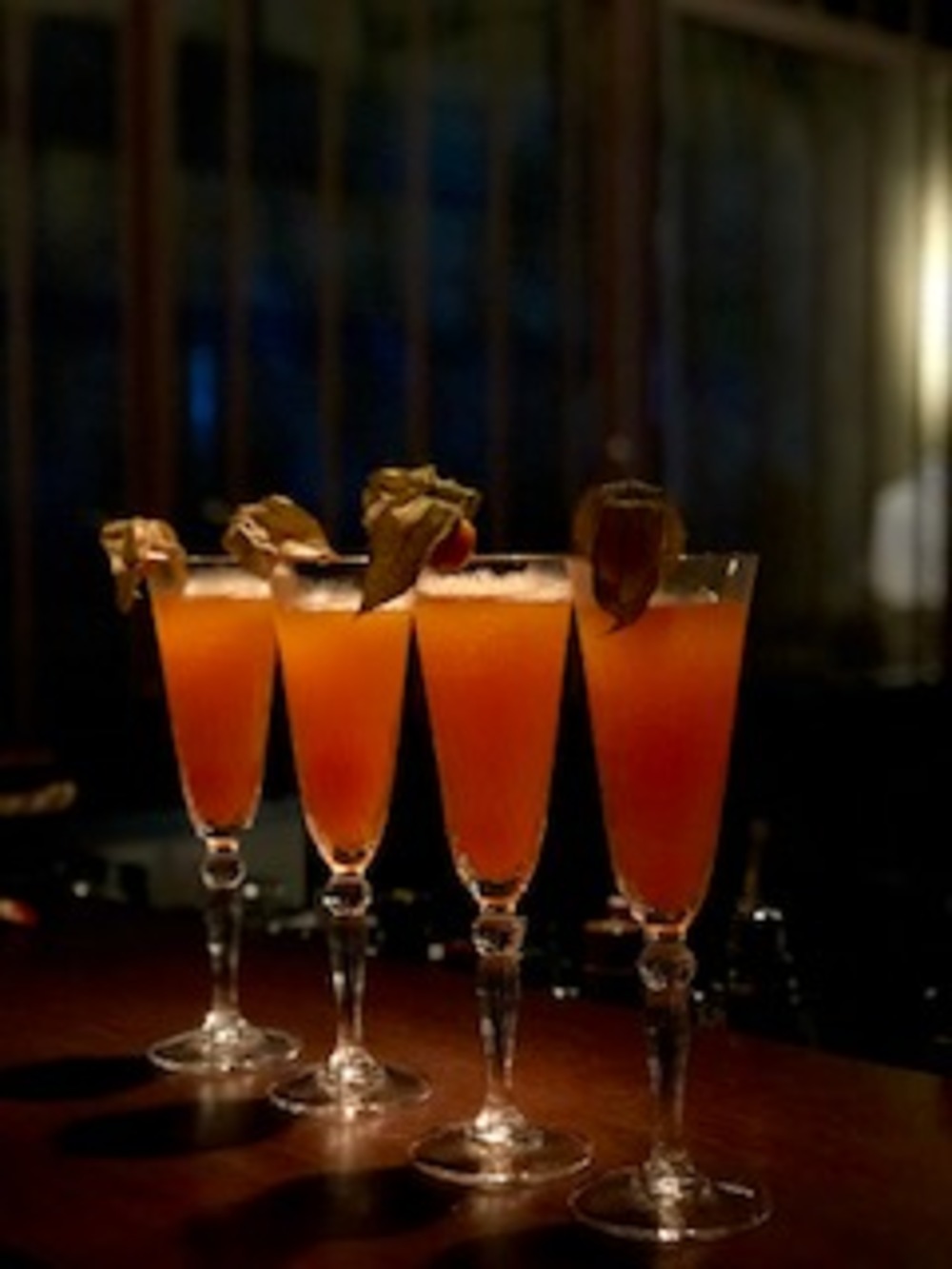 A row of Chinese Lantern cocktails