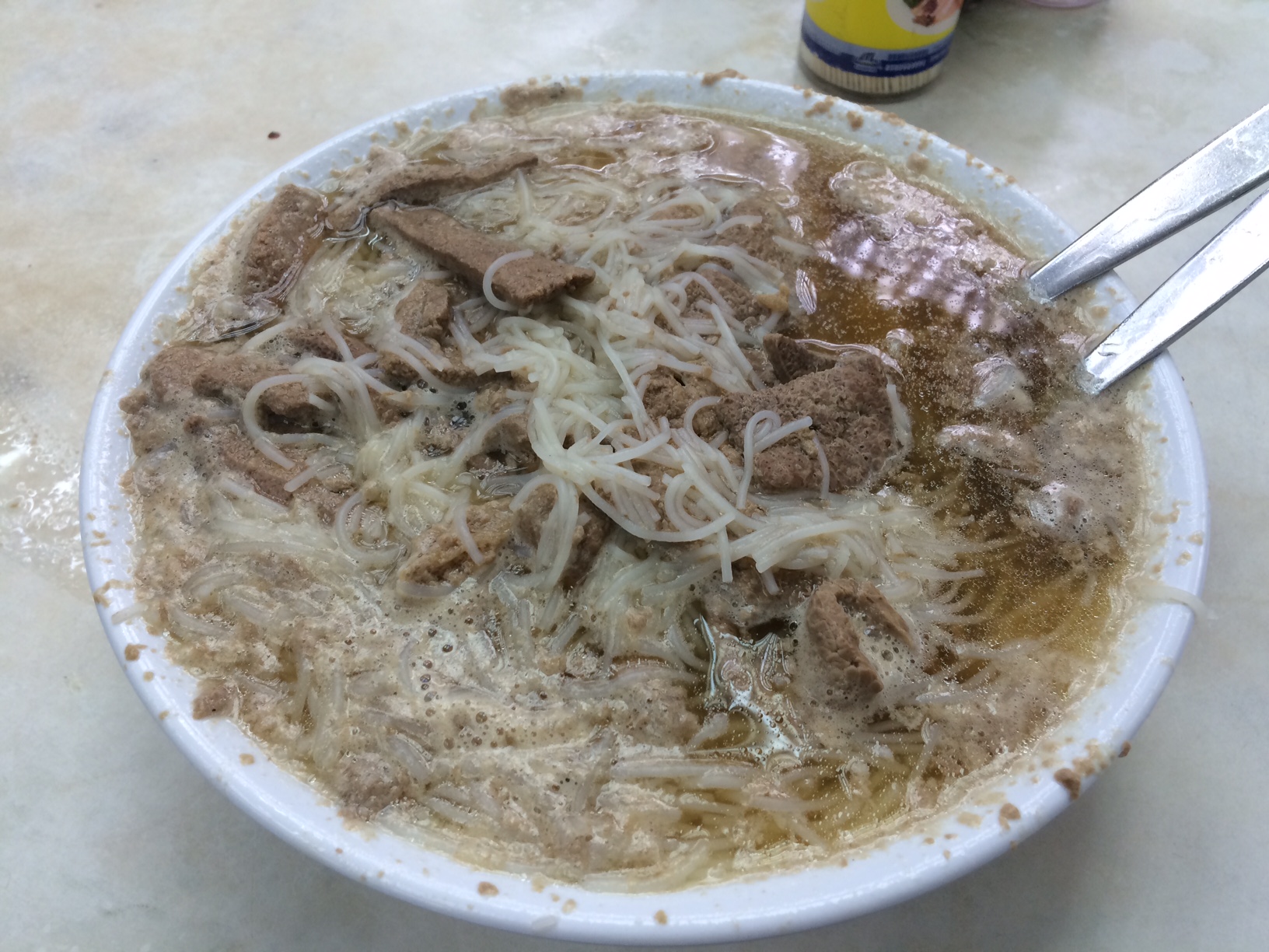 Pork liver noodle soup